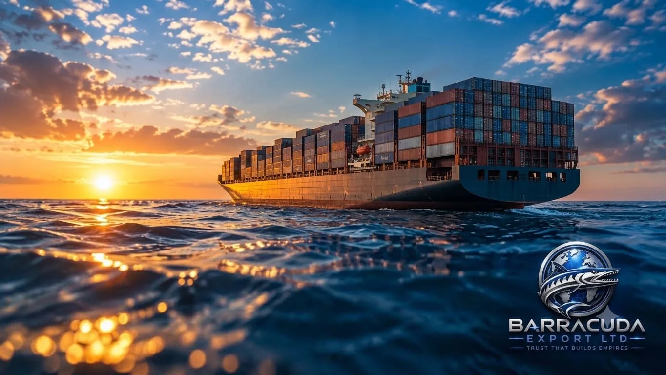 Cargo vessel and Egyptian citrus ready for international export